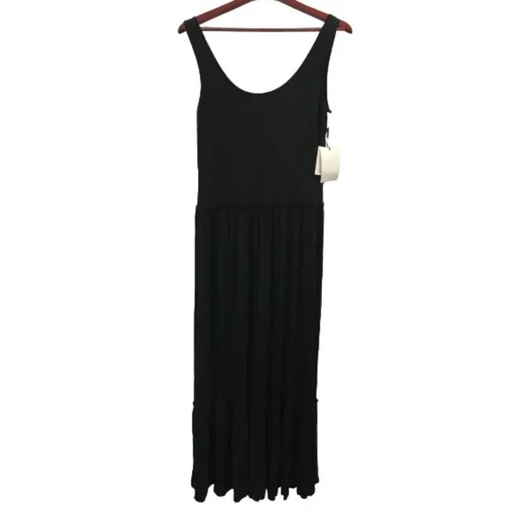 chinese dress ladies Calvin Klein Women's Sleeveless V-Neck Maxi Dress with Ruffle Skirt, Black,  2 at Amazon Women's Clothing store main image 1